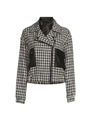 Karl Lagerfeld Paris Houndstooth Moto Jacket