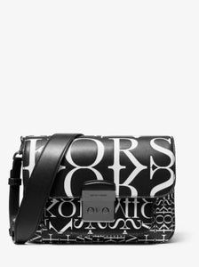 MICHAEL KORS Sloan Editor Newsprint Logo Leather Shoulder Bag