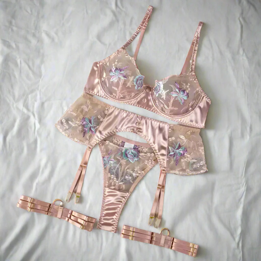 KAAL Pink Floral Lingerie Set