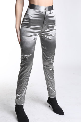 770 Satin Tailored Trousers - Silver