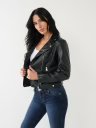 True Religion Faux Black Leather Moto Jacket