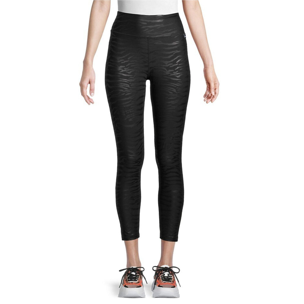 Dkny Womens Faux Leather Logo Leggings In Black